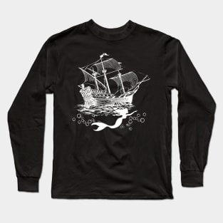 Mermaid and Galleon Ship Long Sleeve T-Shirt